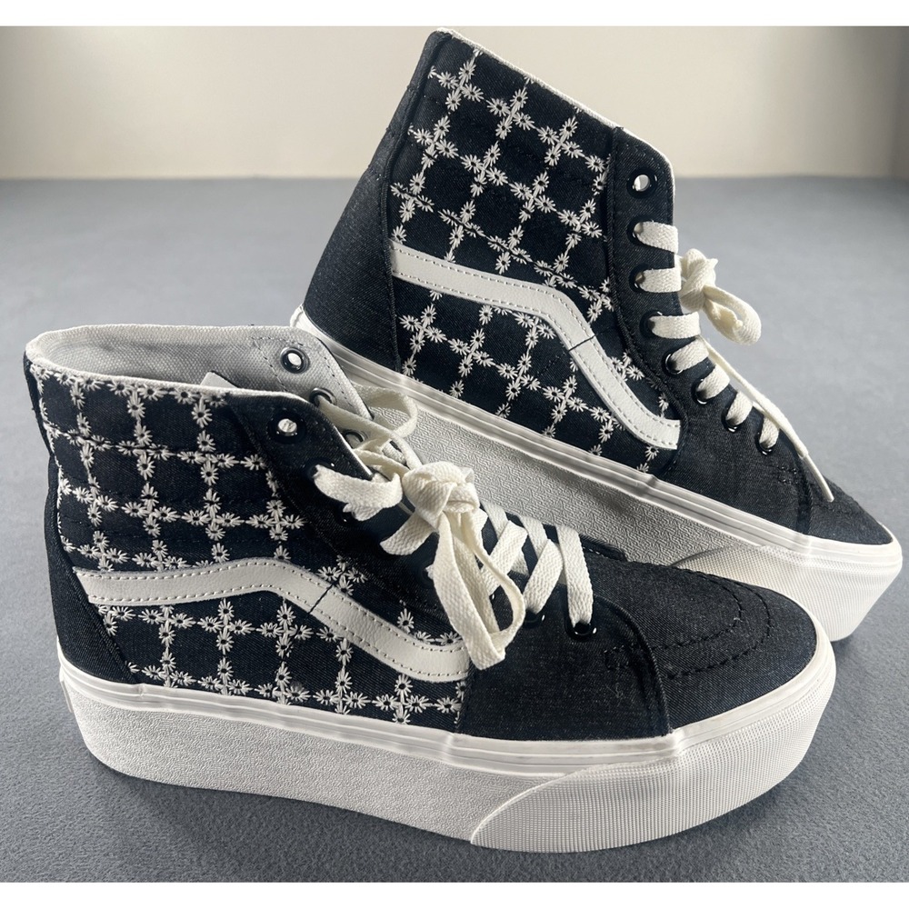 Vans Sk8-Hi Tapered Stackform Denim Mix Black M 7- W 8.5 Platform NEW